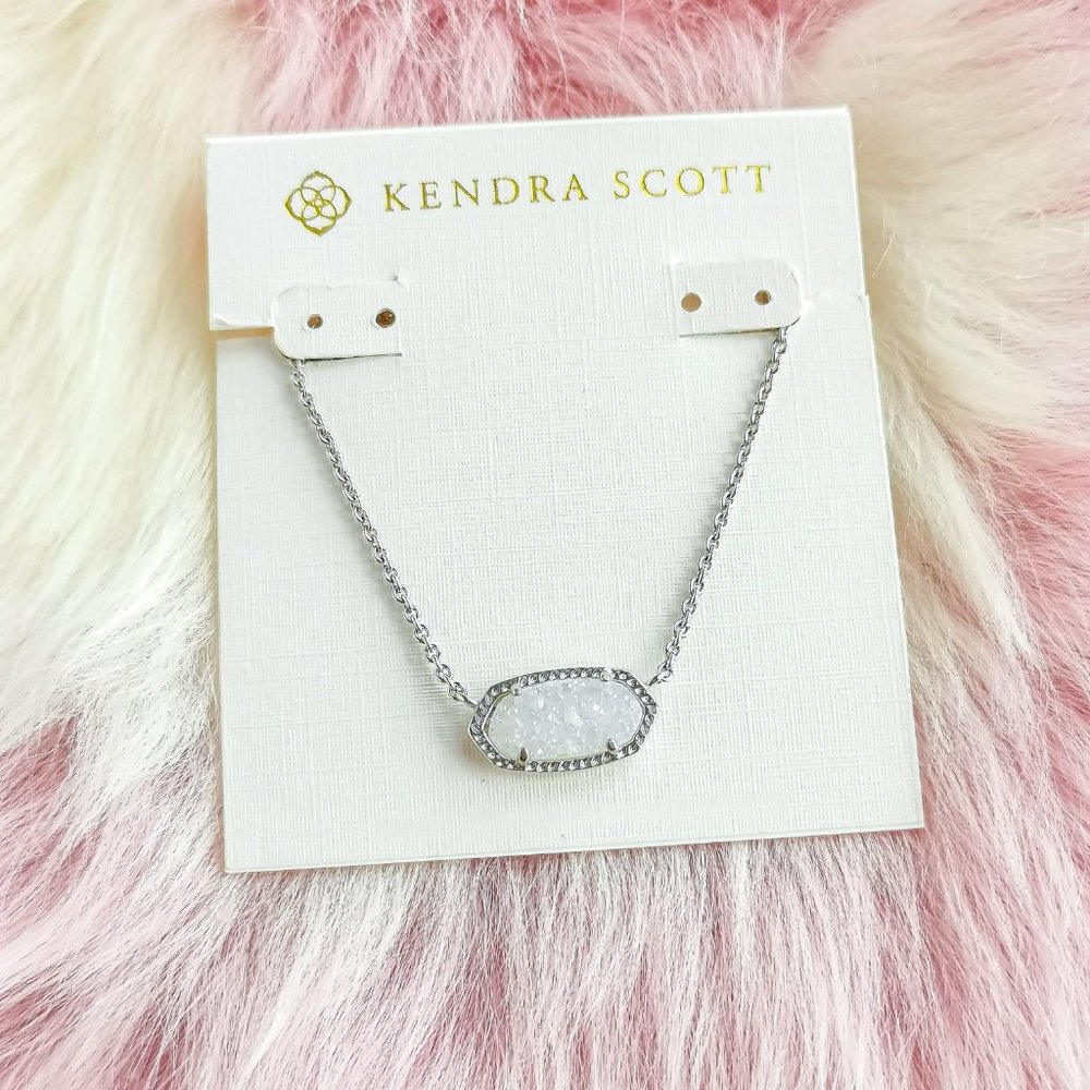 Silver Elisa Iridescent Drusy Pendant Necklace